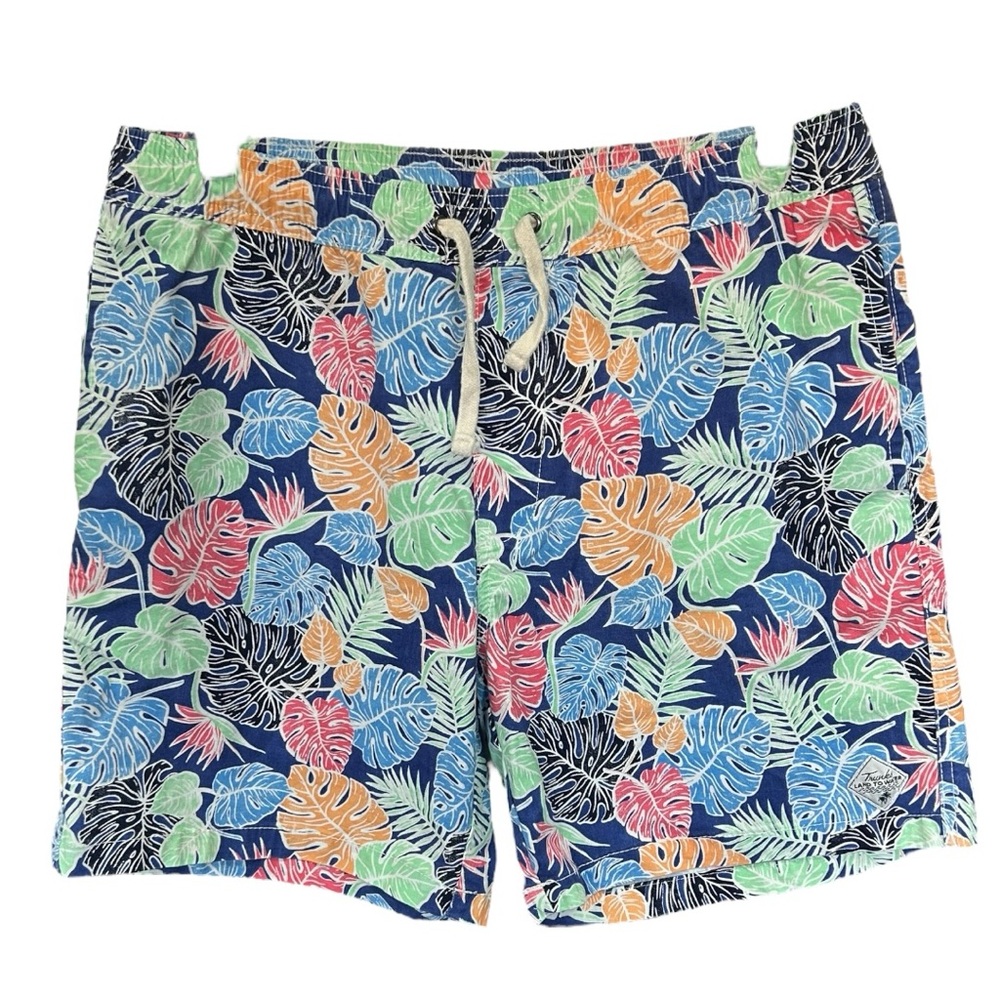 Trunks Men’s Tropical Leaf Print Swim‎ Shorts  Sz M